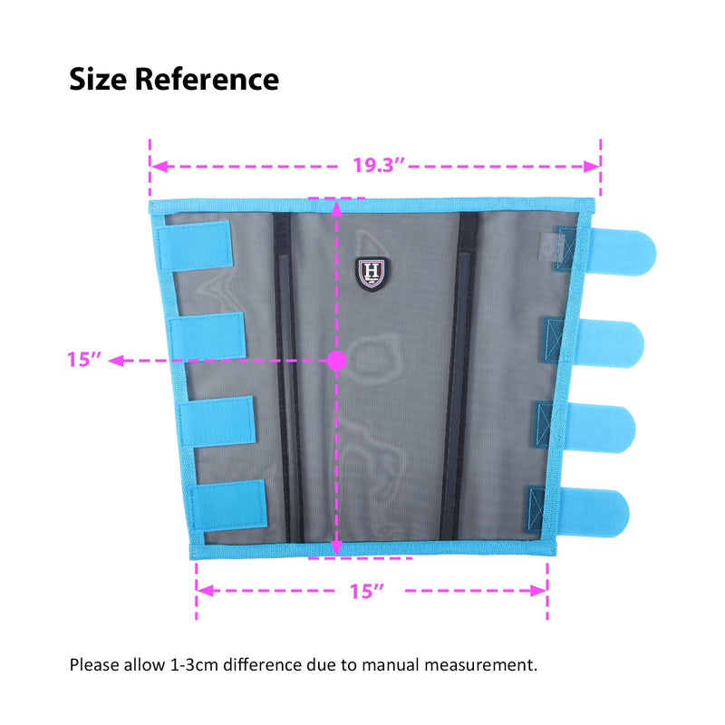 Harrison Howard Loose-Fitting Horse Fly Leggings Breathable, Tear-Resistant Fine Mesh Leg Guards Stay-on Comfortable Fly Boots (Set of 4) Sky Blue Medium