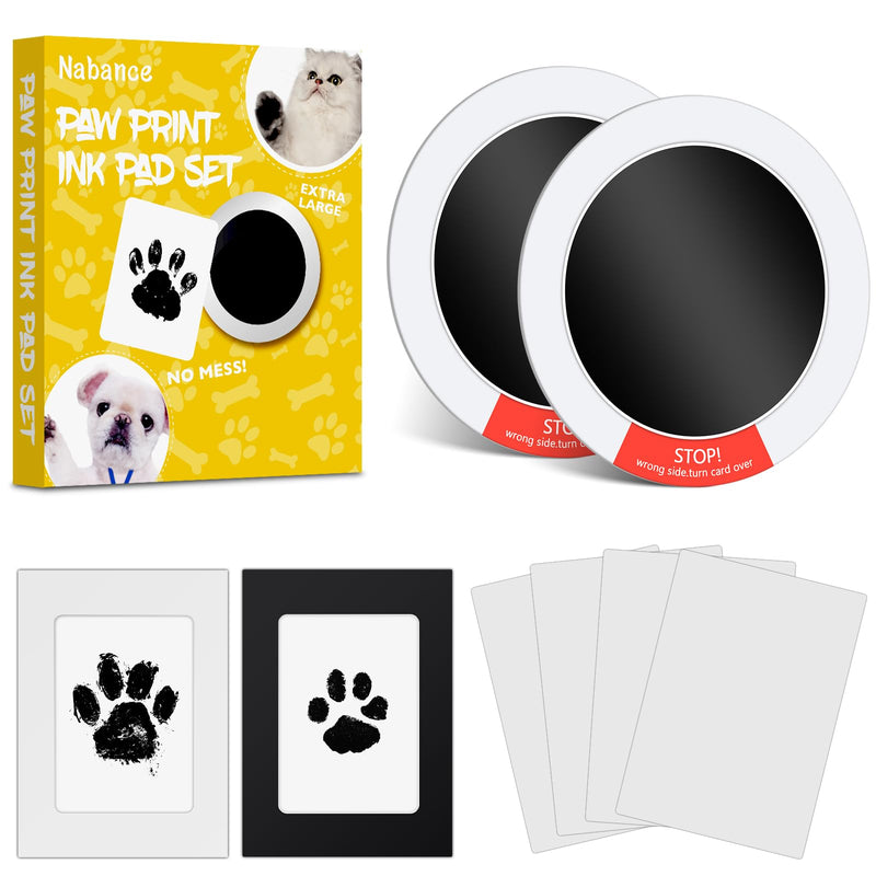 Nabance Paw Print Kit, Dog Nose Print Kit, Mess-Free Paw Print Stamp Pad for Dogs & Cats, 8Pcs Pet Paw Print Impression Kit with Photo Frames, Safe Clean Touch Ink Pads, Nose Print Stamp Pad for Dogs 2-Pack Black