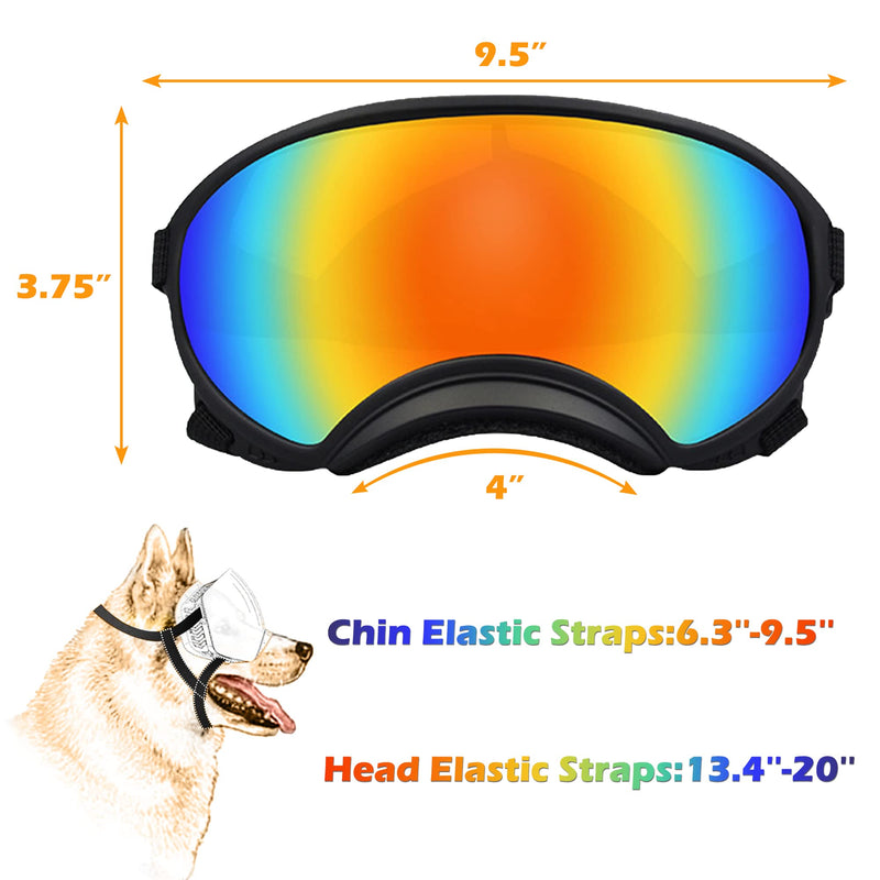 Large Dog Sunglasses, Dog Goggles with Adjustable Strap UV Protection Winproof Dog Puppy Sunglasses, Suitable for Medium-Large Dog Pet Glasses, Dogs Eyes Protection Large Black Frame&Colored Lens - PawsPlanet Australia