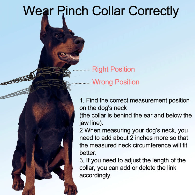 Dog Prong Collar Training Choke Chain Adjustable Pinch Collar Links with Comfort Rubber Tips and Quick Release Snap Buckle for Small Medium Large Dogs(black-L) L-21.65 in×3.5mm Black - PawsPlanet Australia