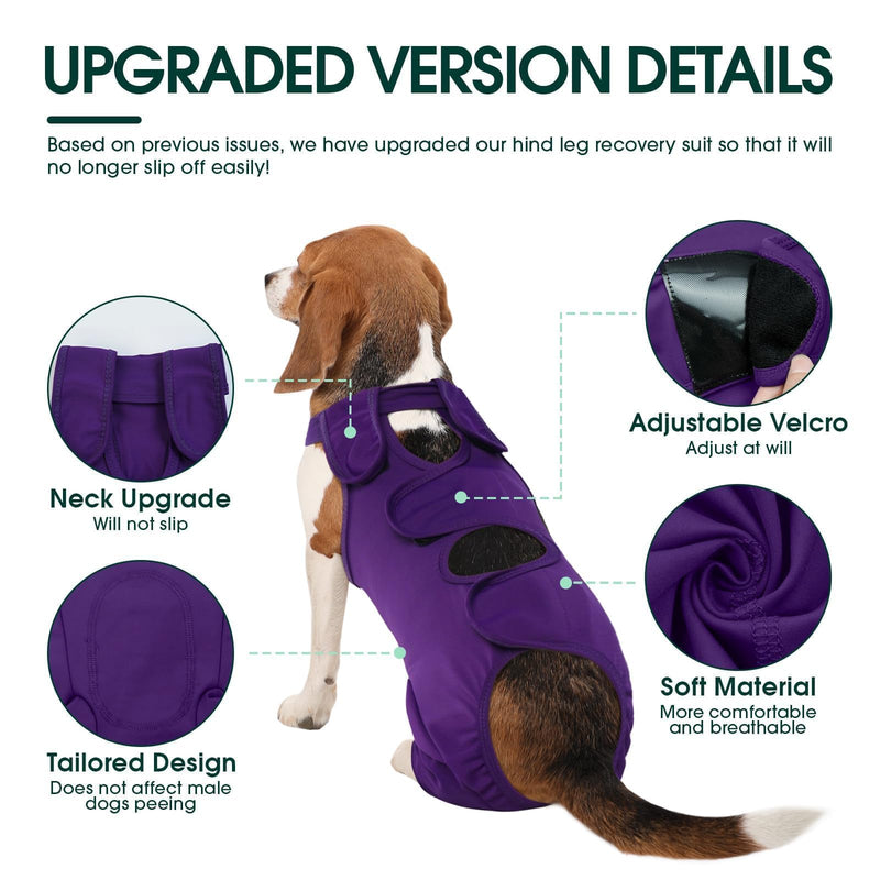 Kuoser Dog Recovery Suit for Back Legs, Thigh Wound Protective Sleeve for Dogs, Dog Recovery Sleeve for Female Male Dogs, Dog Onesie After Surgery Pet Surgical Suit for Spay Neuter, Purple XL XL (Prioritize CHEST GIRTH:27.6-32.3'') - PawsPlanet Australia
