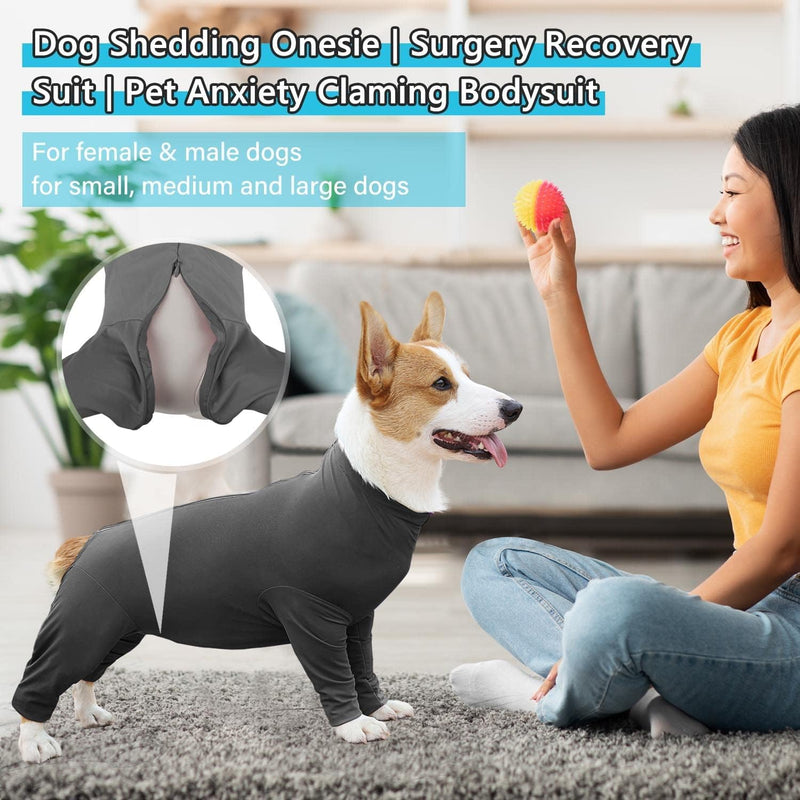 Dog Romper, Surgery Recovery Suit, Dog Pyjama Jumpsuit, Prevents Suit Leaking, Full Coverage, Surgical Recovery Bodysuit for Pets, (M)