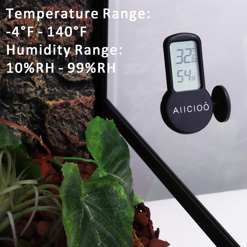 Aiicioo Reptile Thermometer and Humidity Gauge for Reptile Heat Pad- Digital Terrarium Thermometer Hygrometer for Reptile Tank Temperature Gauge for Turtle Tortoise Lizard Snake Frog Tank Accessories Single