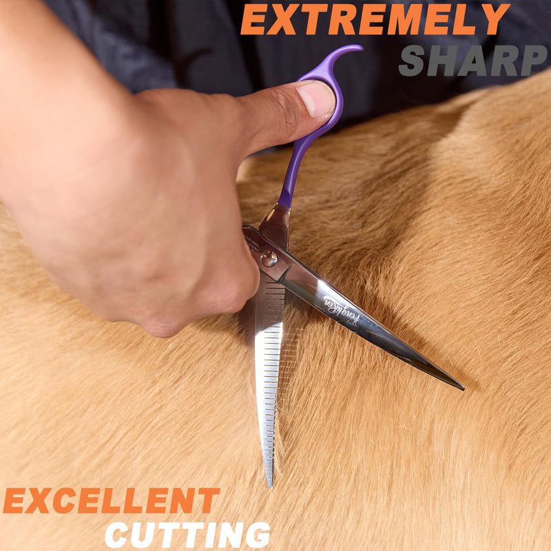 High-end Professional Dog Grooming Curved Thinning Scissors Teeth Blending Shears Pet Texturizing Thinner Blender Shears 7 Inch Extremely Very Sharp Made Of Stainless Steel Alloy For Dog Cat Groomer 7inch Comprehensive Curved Thinning Shears - PawsPlanet Australia