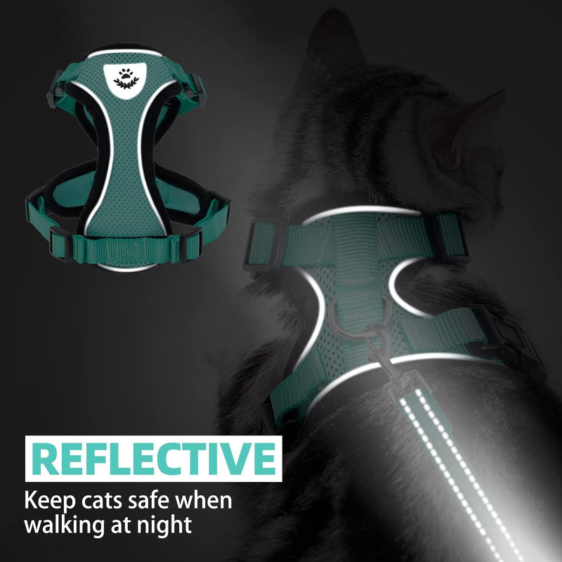 PUPTECK Cat Harness and Leash Set Escape Proof Reflective Cat Walking Harness Adjustable Soft Breathable Mesh Vest for Small Pets, Aquamarine, S S (NECK 9.5"-11", CHEST 13"-16")