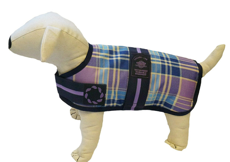 Outhwaite Padded Check Dog Coat, 18-inch, Lilac 18” (46cm) Outhwaite Padded Lilac Check Dog Coat - PawsPlanet Australia