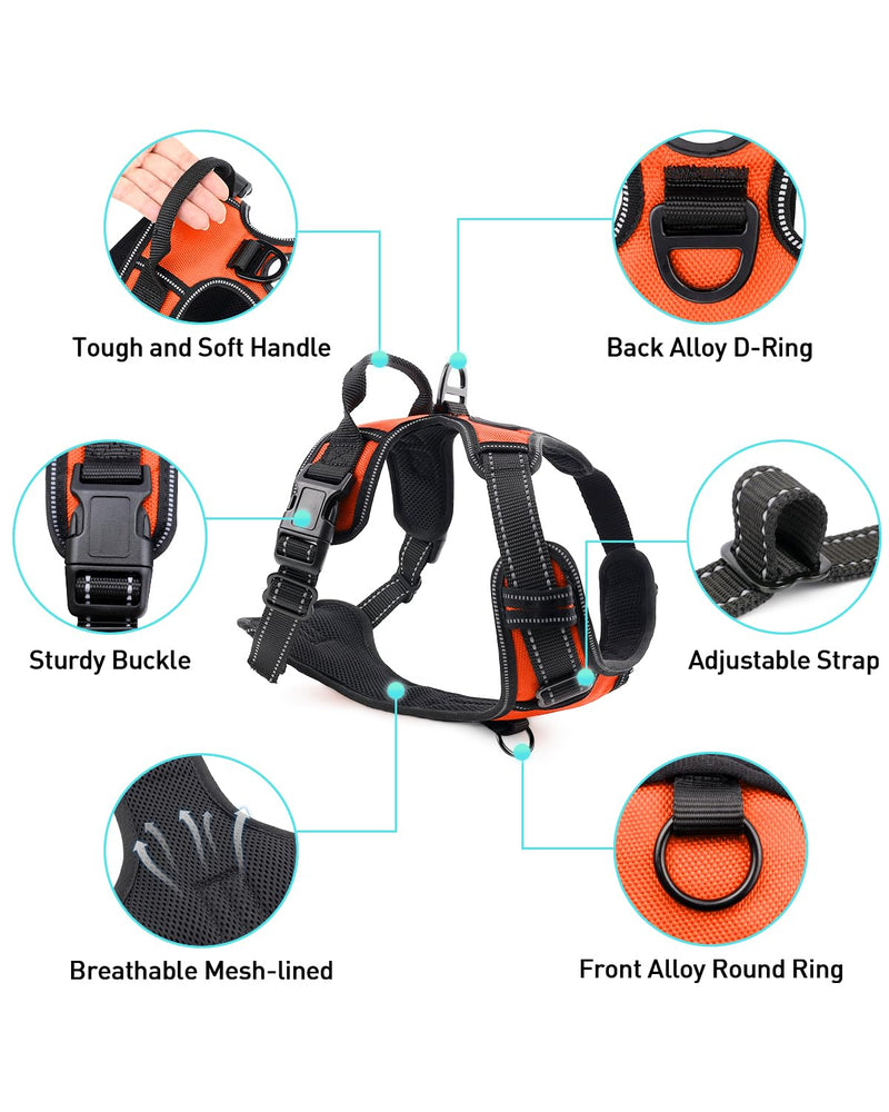 Joytale Dog Harness (Chest: 12-28"), Dog Collar and 6FT x 1" Wide Dog Leash Set, Reflective Neoprene Padded Collar and Leash, and Adjustable Soft Harness with Handle for Dogs - PawsPlanet Australia