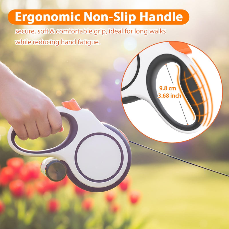 26ft Retractable Dog Leash with Poop Bag Dispenser - Upgraded Lock System, Non-Slip Grip, Tangle-Free Design for Large & Medium Dogs - Perfect for Walking, Running, and Outdoor Training - PawsPlanet Australia