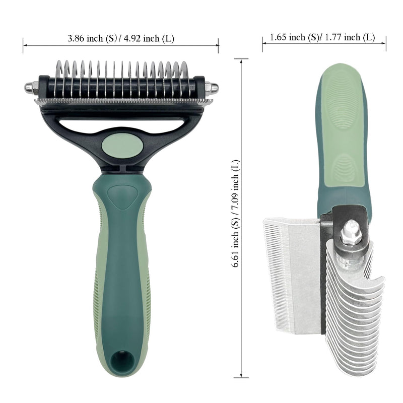 Pet Grooming 2 in 1 Rake Comb Dog Undercoat Dematting Deshedding Brush Hair Removal Tool for Pets Removing Mats and Tangles (Small) Small - PawsPlanet Australia
