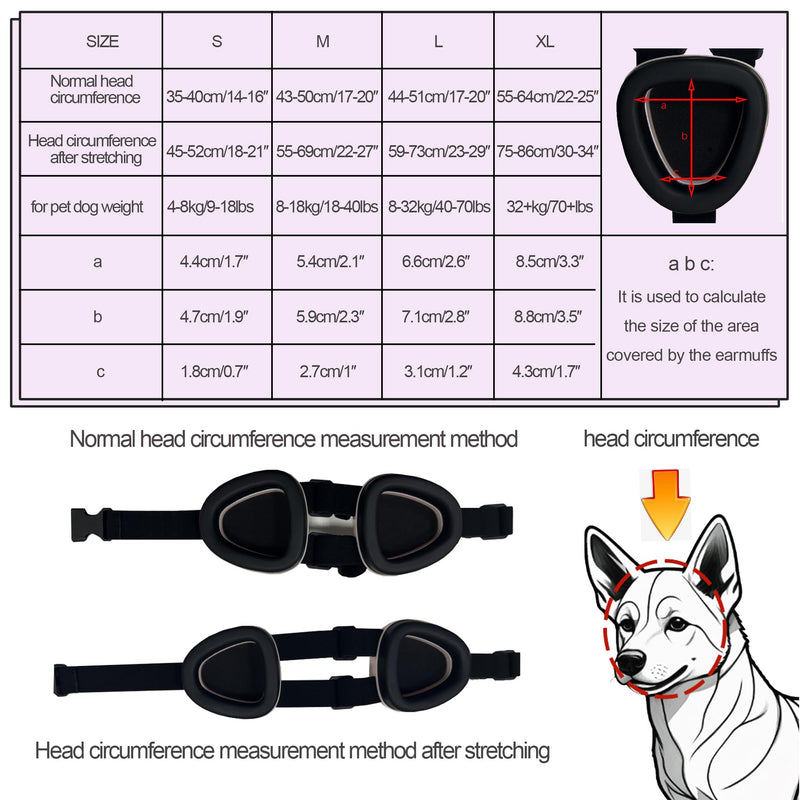 Dog Earmuffs, Dog Ear Muff for Hearing Protection Dog Noise Cancelling Headset, Dog Hearing Protection Earphones Black L