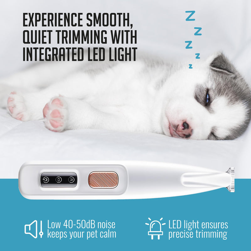 Dog Paw Grooming Trimmer Clippers - Cordless Electric Pet Easy Hair Trimming Shaver Kit with LED Light - Rechargeable Low Noise Shaving Clipper Tool for Puppy Dogs Cats Feet Paw Pads Toes Ears Face - PawsPlanet Australia