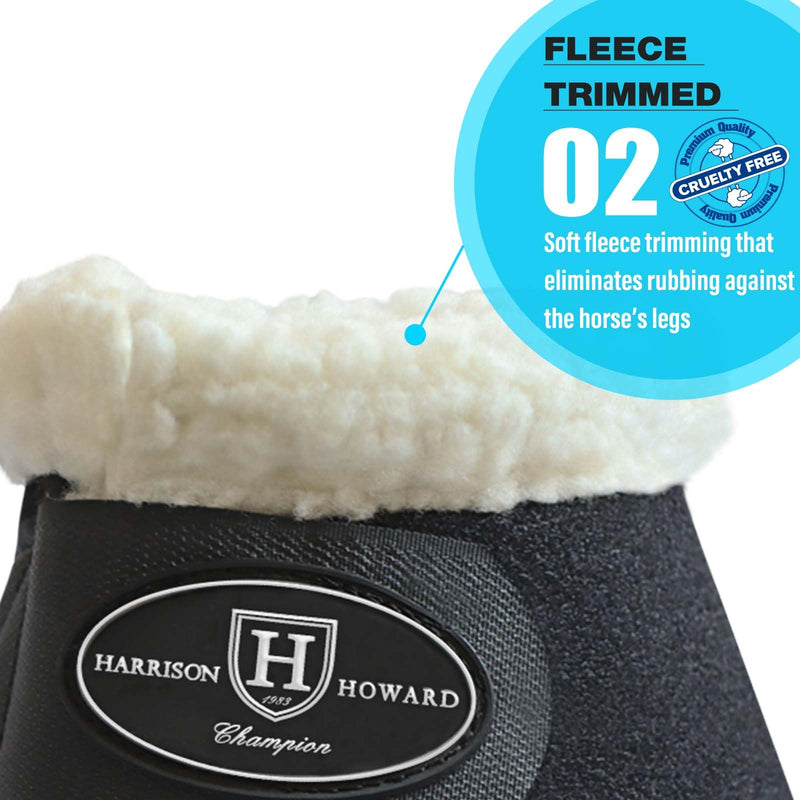 Harrison Howard Bell Boots for Horse Training Hoof Overreach Protection Fleece Lined Bell Boots Extra Full (X-Large) black - PawsPlanet Australia