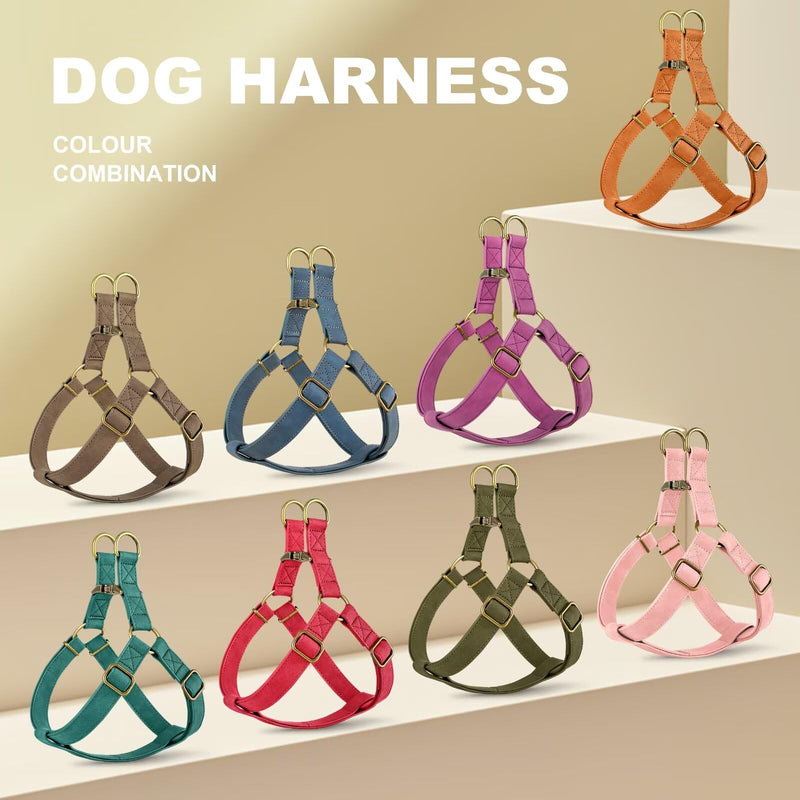 Didog Step in Dog Harness - PU Leather Dog Harness with Antique Bronze Metal Buckle, Easy Walk Dog Halter Harness for Medium Large Dogs Walking Training (Purple, M: Chest 20-29") M:Chest 20-29", Fit 25-45 lbs Purple - PawsPlanet Australia