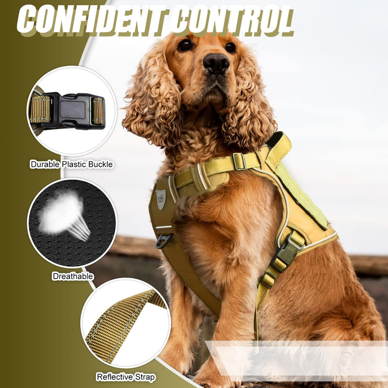 CBBPET Tactical Dog Harness for Small Medium Large Dogs No Pull Adjustable Harness Training Easy Control Pet Vest,Reflective Working Training (M(Neck:17-26,Chest:24-36)) M(Neck:17 - 26,Chest:24 - 36) - PawsPlanet Australia