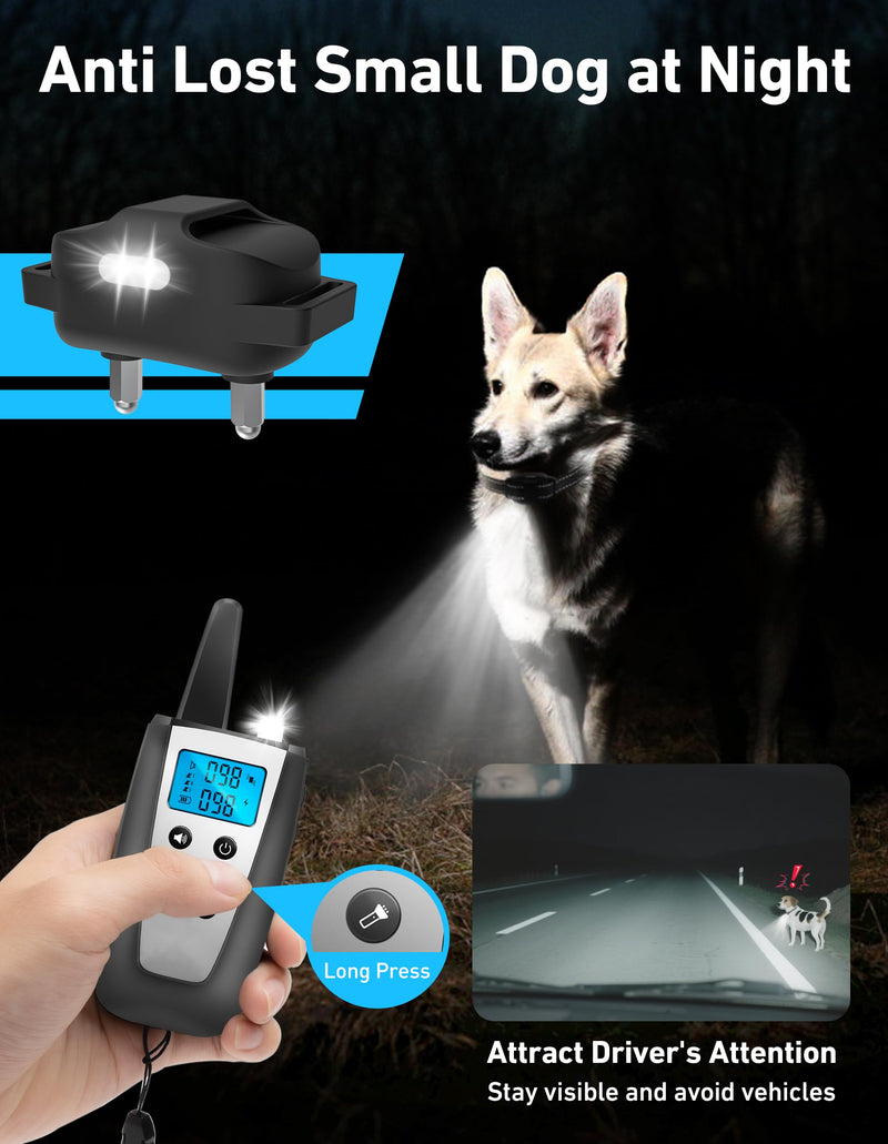 Small Dog Shock Collar, Tailored for Small Dogs 5-15lbs & Medium, Lightest Training Collar with Beep Vibration, Light for Night Walks, 3300Ft Rechargeable E Collar with Remote IPX7 Waterproof Black - PawsPlanet Australia