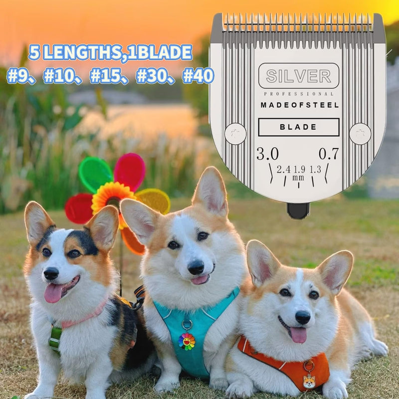 Adjustable 5 in 1 Replacement Blades Compatible with WAHL Bravura .Chromado，Creativa，Figura Dog Clippers for Dogs Grooming(1 Pc) 1 Pack Silver - PawsPlanet Australia