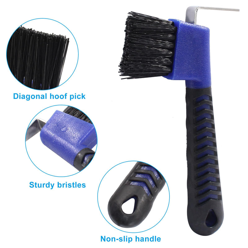 4 Pcs Horse Hoof Pick Brush with Soft Touch Rubber Handle Portable Hoofpick, Blue & Orange 4 Pcs - PawsPlanet Australia