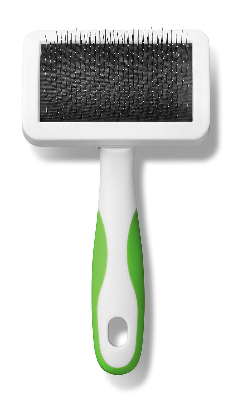 Andis 65705 Stainless-Steel Slicker Brush for Dogs and Cats - Durable and Lightweight Grooming Tool for All Breeds and Fur Lengths, Reduces Shedding and Promotes Hair Growth - Medium, Green Firm Slicker Brush - PawsPlanet Australia