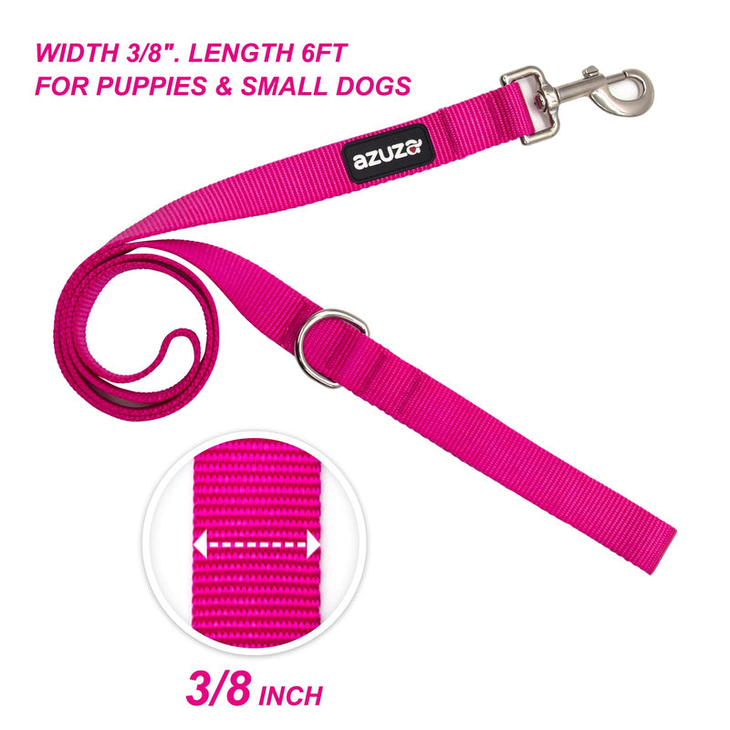 azuza 3 Pack Nylon Dog Leashes,Strong & Durable Basic Style Leash with Easy to Use Collar Hook,Available in Multiple Lengths for Puppy Small Dogs, Hot Pink/Pink/Purple XS: 3/8" x 6 FT 2#3pack (Pink) - PawsPlanet Australia