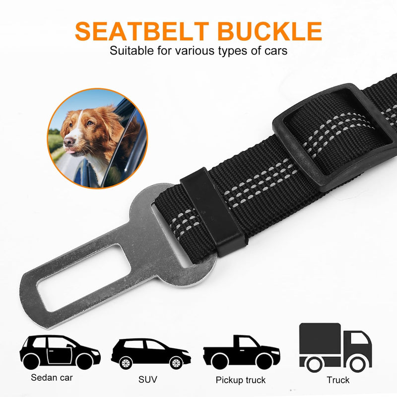 3 in 1 Pet Dog Car Seatbelt Leash, Removable Dog Car Harnesses, Adjustable Reflective Bungee Dog Seatbelt, LightBlack - PawsPlanet Australia