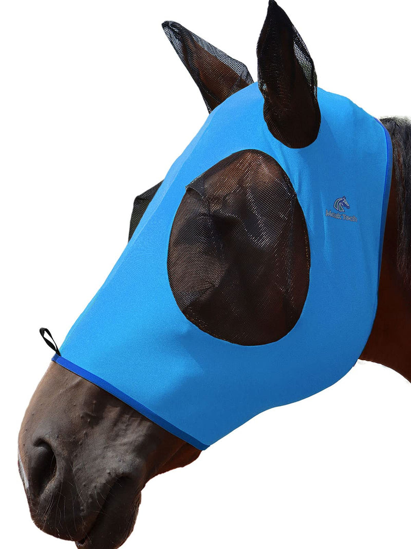 Mask Tech Horse Fly Mask Elasticity Breathable Fabric with UV Protection Soft Mesh for Horse Might Blue M Cob (Medium) Light Blue
