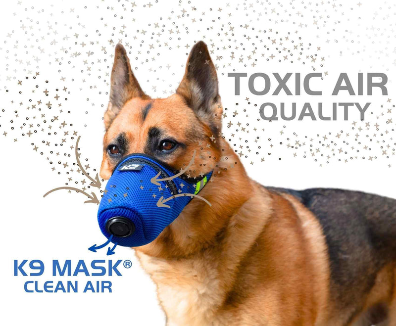 K9 Mask® Air Filter for Dogs with ‘Extreme Breathe’ Premium Air Filter with Refills - Blue (Small) Small