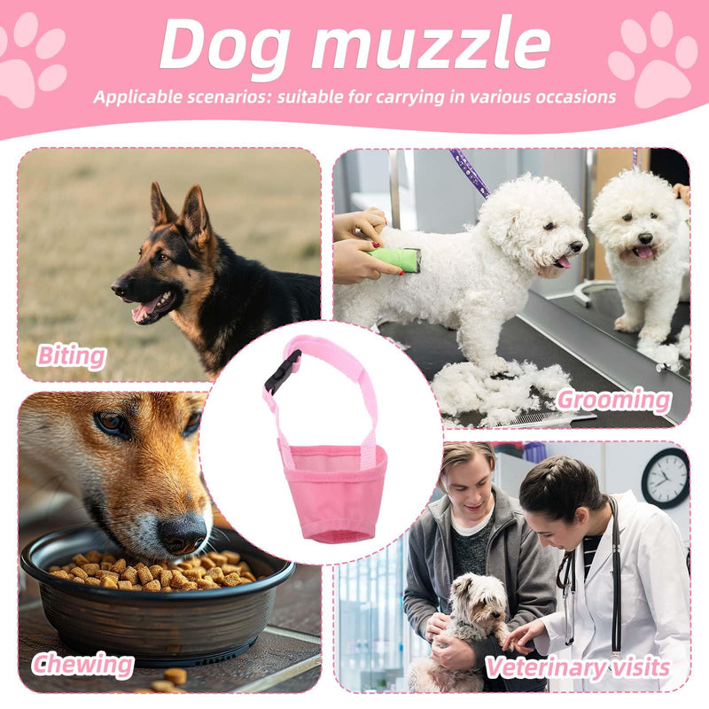 Muzzle for Small Dogs, Breathable Adjustable Anti-Biting Dog Barking Muzzle Pink Soft Anti-Chewing Puppy Mouth Cover for Chihuahua Poodles Pet Grooming Vet Visit - PawsPlanet Australia