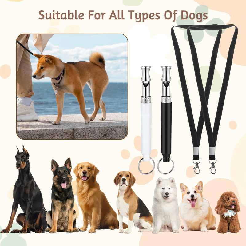 2 Pack Dog Whistle, Dog Whistle with Lanyard to Stop Barking Neighbors Dogs Adjustable Ultrasonic Silent Dogs Professional Recall Whistles Helpful for Training Recall - PawsPlanet Australia