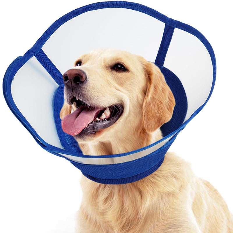 Kuoser Dog Cone, Soft Dog Cones for Large Dogs, Adjustable Dog Cone Collar for Dogs After Surgery, Protective Pet Recovery Collars Cones to Stop Licking, Comfy Elizabethan Collar, Blue L Large (Neck Girth: 13.3" - 17.3") - PawsPlanet Australia
