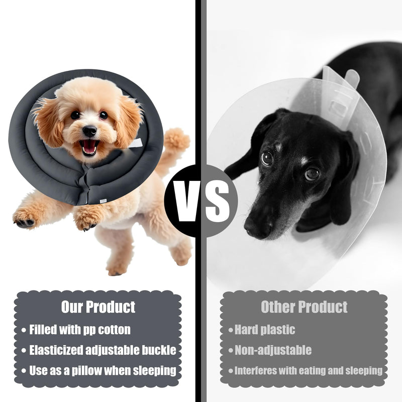 Soft Recovery Dog Cone Collar, Waterproof Adjustable Protective Elizabethan Collar Neck Donut for Medium Dogs After Surgery, Spay or Neuter, Stops Licking Biting Scratching Wounds, Pet Cat Puppy, Grey