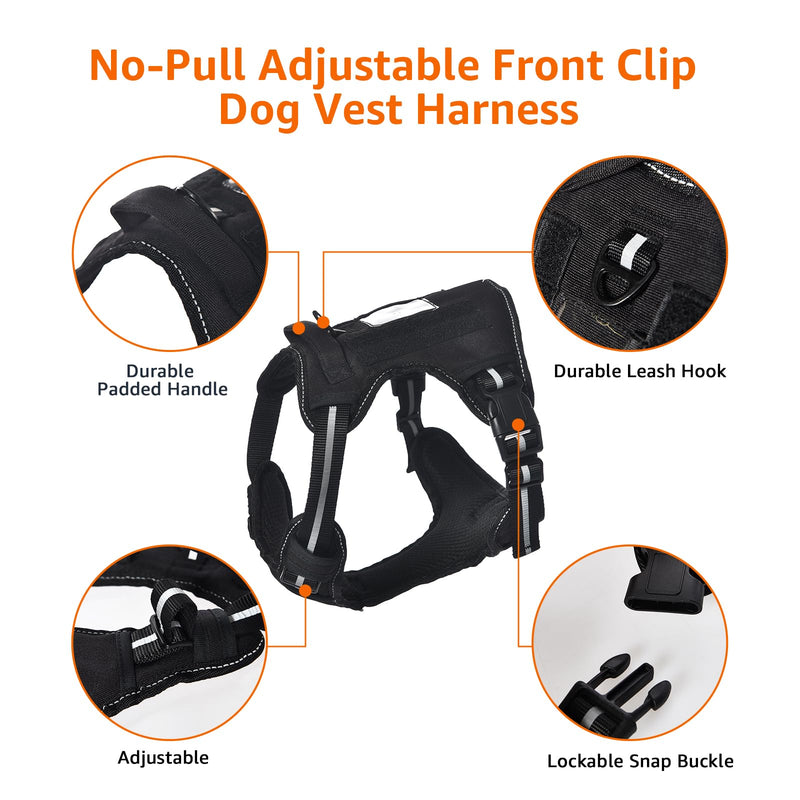 Amazon Basics No Pull Dog Harness, Adjustable Front Clip, Tactical Vest, X-Large, Black - PawsPlanet Australia