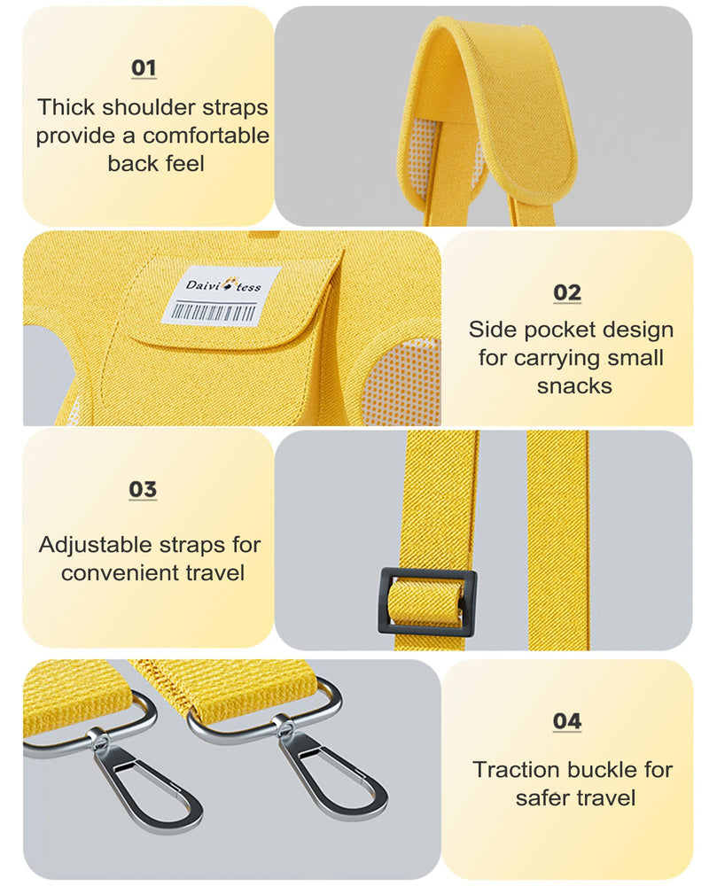 Dog Carry Sling for Small Dogs, Full Body Sling with Handle, Hands Free Shoulder Carrier for Senior Dogs Joint Injuries, Joint Injuries, Up and Down Stairs (Yellow,S, 5.5~8.8 lbs) Yellow-S - PawsPlanet Australia