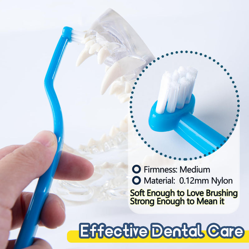 Small Dog Toothbrush, Cat & Puppy Tooth Brushing Kit, Mini Head Teeth Brush for Kitten & Tiny Pet, Doggy Toothbrushes Deep Dental Cleaning, 2 PCS - Blue 1 Count (Pack of 2)