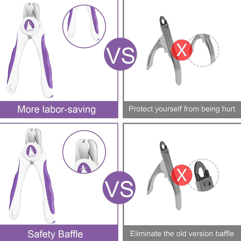 Dog Nail Clippers and Trimmers,Professional Grooming Tool with Safety Guard to Avoid Over Cutting,Free Nail File,Razor Sharp Blade,Sturdy Non Slip Handles for Large and Small Animals (Purple) Purple - PawsPlanet Australia