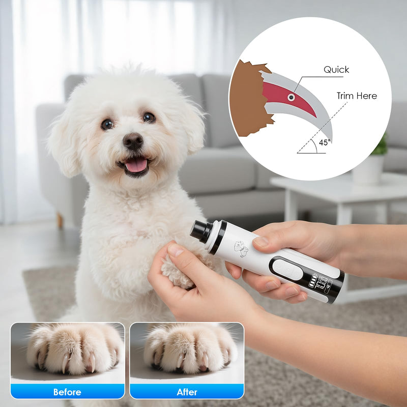 Dog Nail Grinder, Silent Groom Pro Nail Grinder for Dogs & Cats, Dog Claw Grinder with LED Light & 3 Speeds, 2000mAh USB Rechargeable Pet Nail Trimmer - PawsPlanet Australia