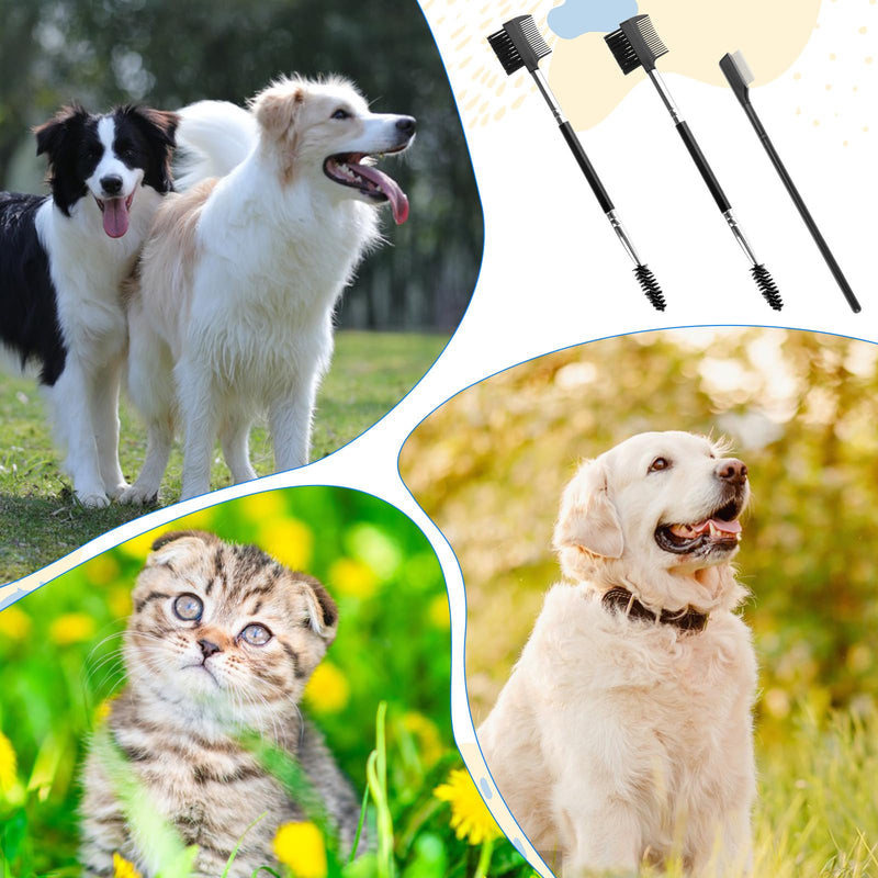 3PCS Pet Grooming Comb, Double-Head Plastic Grooming Comb, Soft Bristles Eye Cleaning Brush for Dogs, Puppies, and Cats, Facial Brush for Gently Removing Tear Stains, Mucus, Crusts, Boogers and Fleas - PawsPlanet Australia