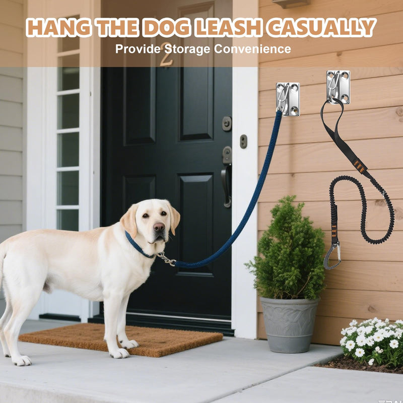 Dog Leash Hooks for Wall, Heavy Duty Stainless Steel Wall Mounted Pet Hook, Dog Leash Holder for Indoor Outdoor Yard Silver - PawsPlanet Australia