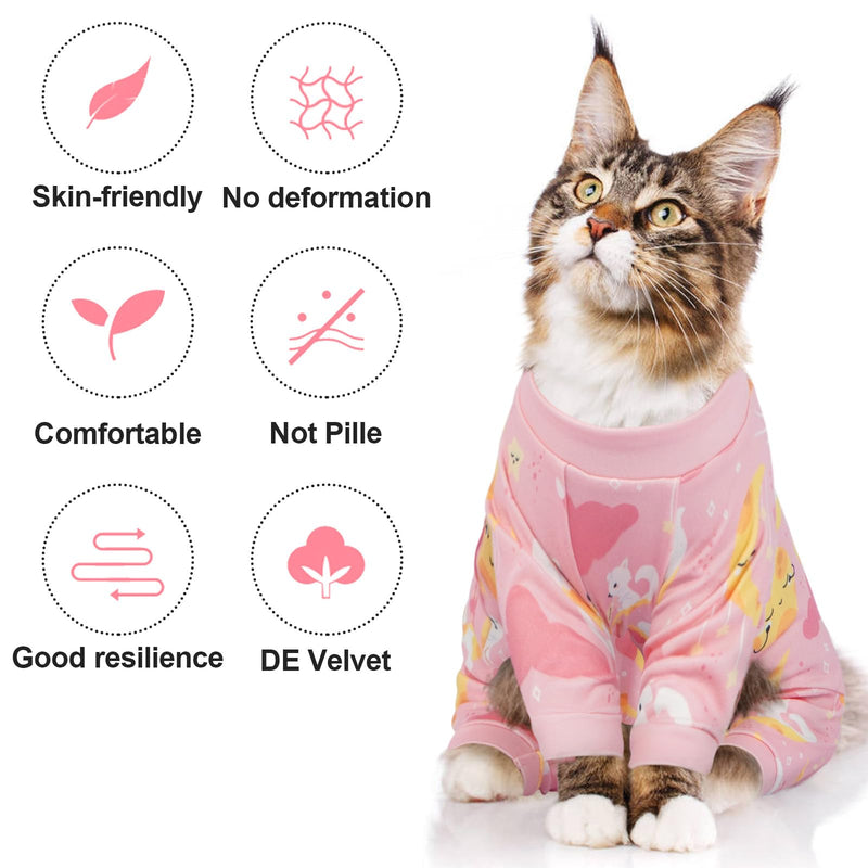QBLEEV Cat Onesie for Cats After Surgery, Sticky Hair Cat Pajamas for Cats Only, Recovery Suit Shirt for Male Female, Full Body Long Sleeve Surgical Bodysuit, Stop Licking & Shedding Large Pink - PawsPlanet Australia