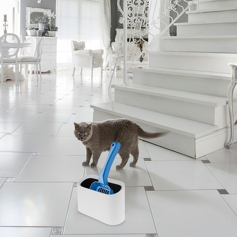 Plastic cat litter scoop holder, white, for home use, for storing and organizing the cat litter area. Sturdy and durable scoop stand. Random color.