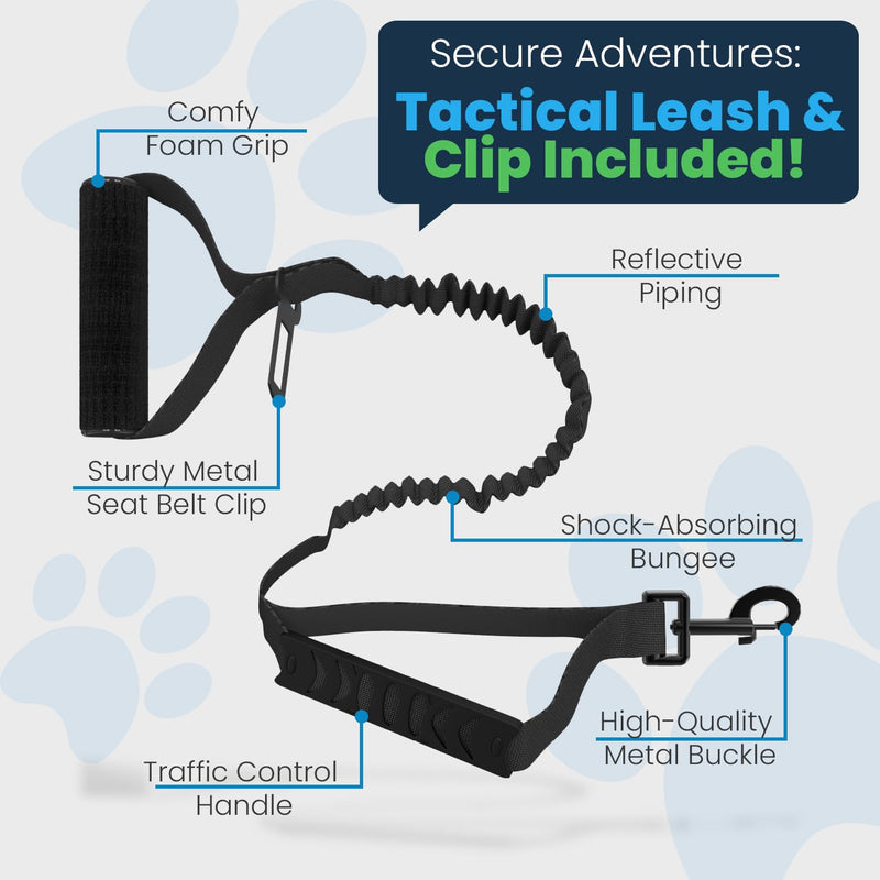 Adjustable Tactical Dog Harness & Leash Set - No-Pull MOLLE Vest with Handle, Front Leash Clip, Hook & Patch - Perfect for Small to Large Dogs (L: Neck 18"-24", Chest 28"-35"), Olive Black L (Neck:18"-24" ; Chest:28"-35") - PawsPlanet Australia