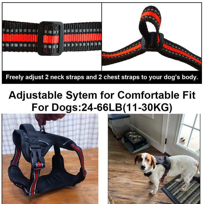 SmilePowo No-Pull Dog Harness Pet Harness Adjustable Outdoor Pet Vest Oxford Material Reflective Vest for Dogs Easy Control for Medium Large black - PawsPlanet Australia