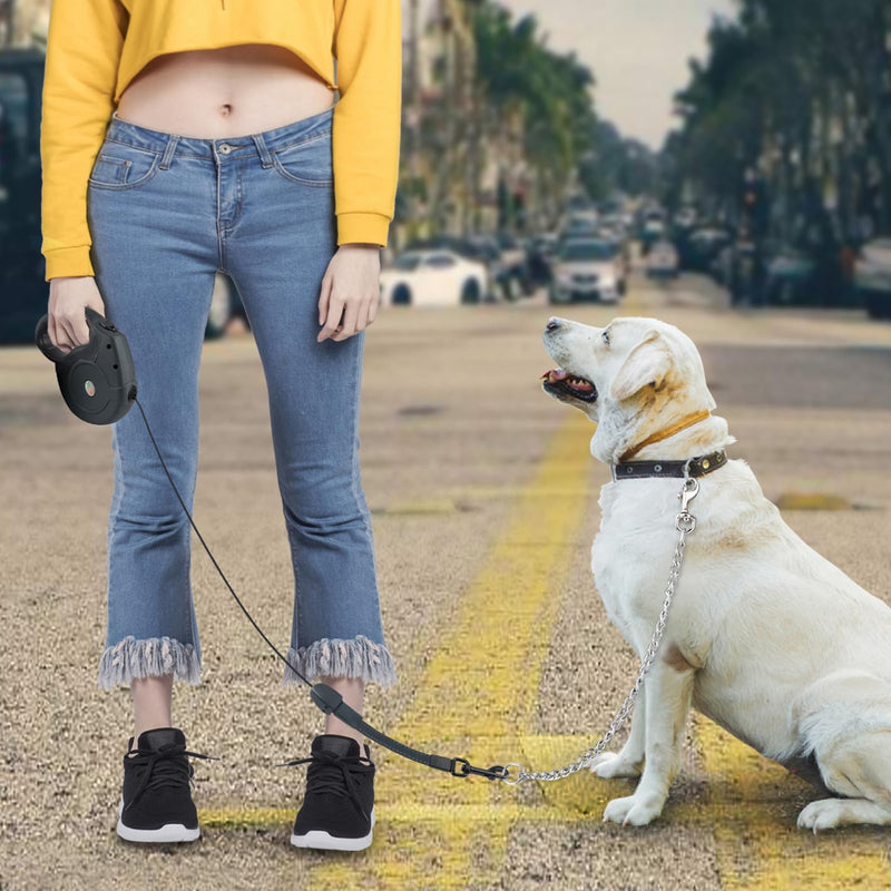 Idepet Heavy Duty Retractable Dog Leash for Small and Medium Dogs, Anti-Chewing Steel Chain Design,360 DegreeTangle-Free,Break and Lock System,26ft Leash Dog Walking (Black, Round Rope) Black - PawsPlanet Australia