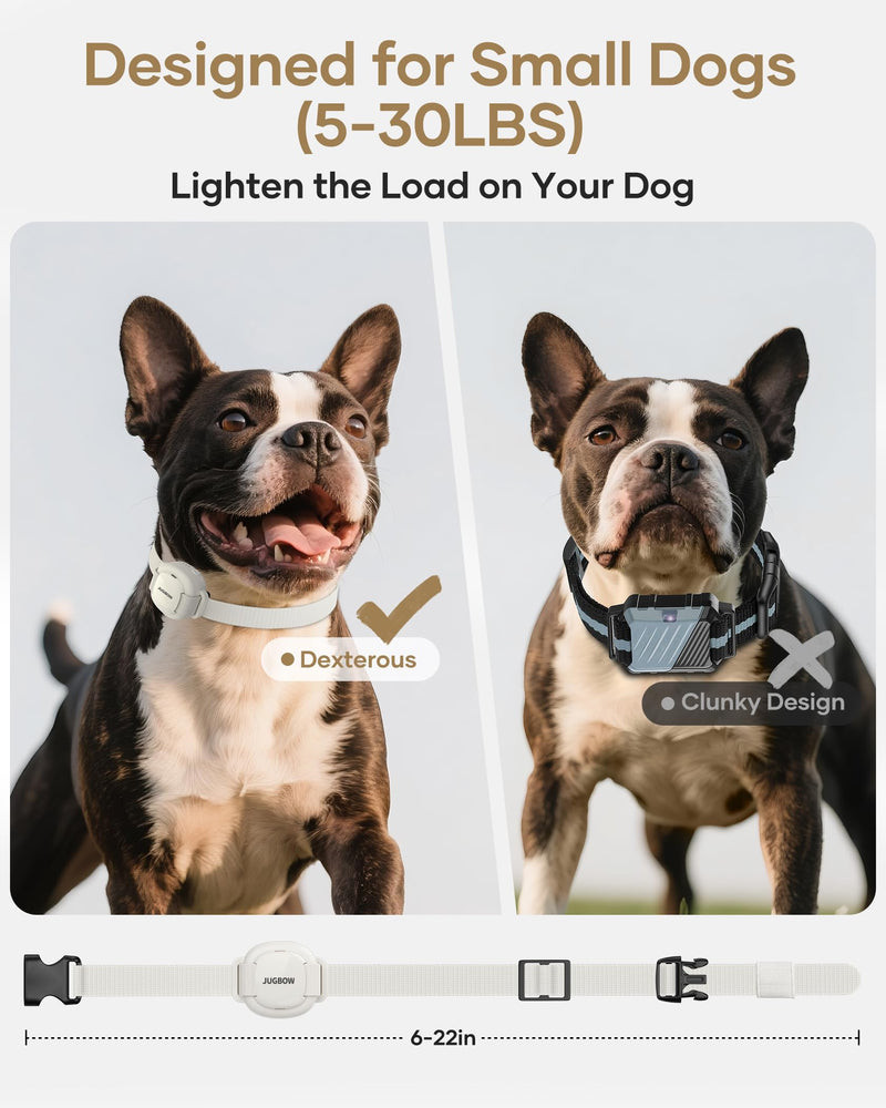 Jugbow Shock Collar for Small Dogs - 4200FT Dog Training Collar with Remote for 5-30lbs Mini Small Dogs, IPX8-Waterproof Rechargeable E-Collar with Beep (1-9), Vibration(1-3), Safe Shock(0-16) White