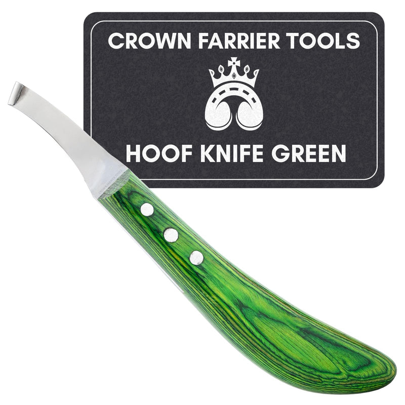 – Super Sharp Hoof Knife | Stainless Steel Blade with Wooden Handle | Professional Farrier Hoof Trimming Tool for Horses & Equine Hoof Care (Green Right-Hand) Green Right-Hand