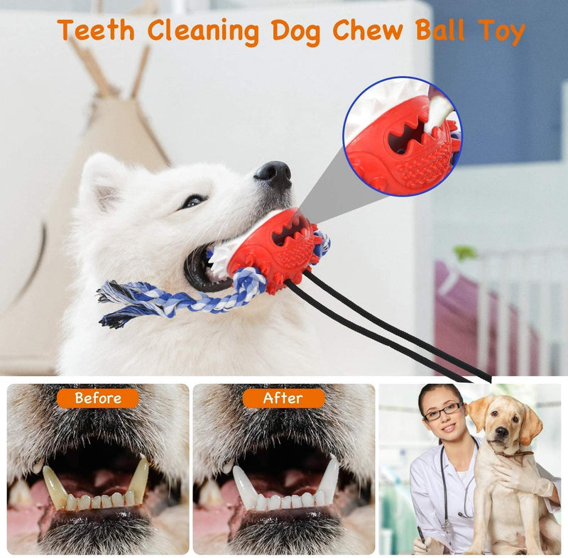 Suction Cup Dog Toy for Aggressive Chewers，Dog Rope Ball Interactive Tug of War Toy, Puppy Tug Toy Squeaky Ball Puzzle Toys for Teeth Cleaning Toys for Small Medium Large Dog Suction Cup Dog Toy