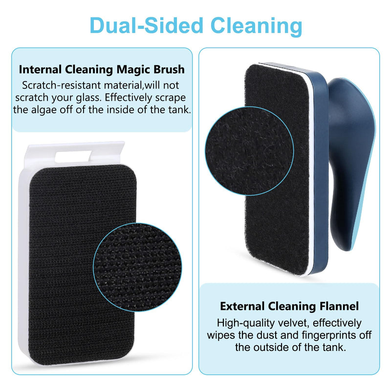 Aquarium Magnetic Glass Cleaner, Fish Tank Algae Magnet Cleaning Tool with Algae Scraper for Glass Aquariums Tank, Floating Scrubber Brush, 2 Detachable Scrapers, Small S for Glass Thickness：1/8"-1/4" - PawsPlanet Australia