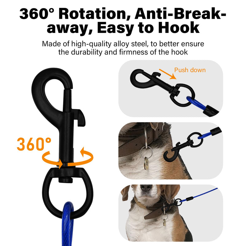 Heavy Duty Dog Leashes with Chew Proof and Comfortable Padded Handle 4/5/6 FT, Steel Metal Safety Lead Rope with Retractable Buckle for Large or Medium Dogs Walk and Train -Blue(4FT) 4FT A24002 Blue - PawsPlanet Australia