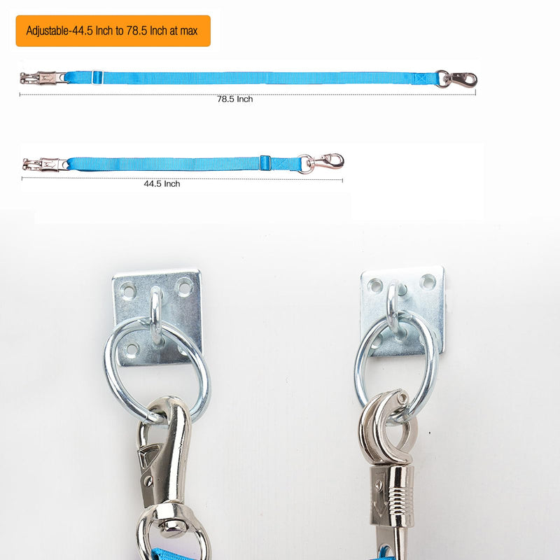 2PCS Cross Ties,Heavy Duty Adjustable Nylon Cross Ties for Horse Horse Trailer Tie with Panic Snap and Bull Snap,Adjustable Length from 44.5-78.5 Inch,Blue - PawsPlanet Australia