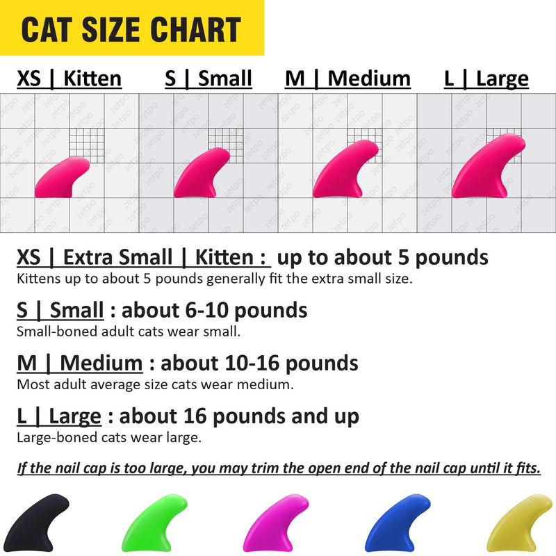 Cat Nail Caps | Cat Claw Covers | with Adhesives and Applicators (S, 5X Solid Random Colors | 100 pcs) S - PawsPlanet Australia
