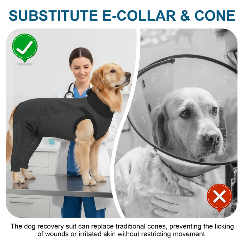 Dog Body After Surgery, Protective Suit Dog After Castration, Wound Protection Suit Dogs, Aftertreatment Suit Dogs, Anti-Leak Body, Breathable, Cotton, Adjustable, Black, XL